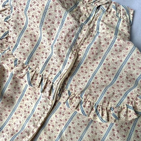 Vintage Oops Floral Print High Neck Peasant Blouse Ruffle Size Small 70s Cream - Picture 7 of 16